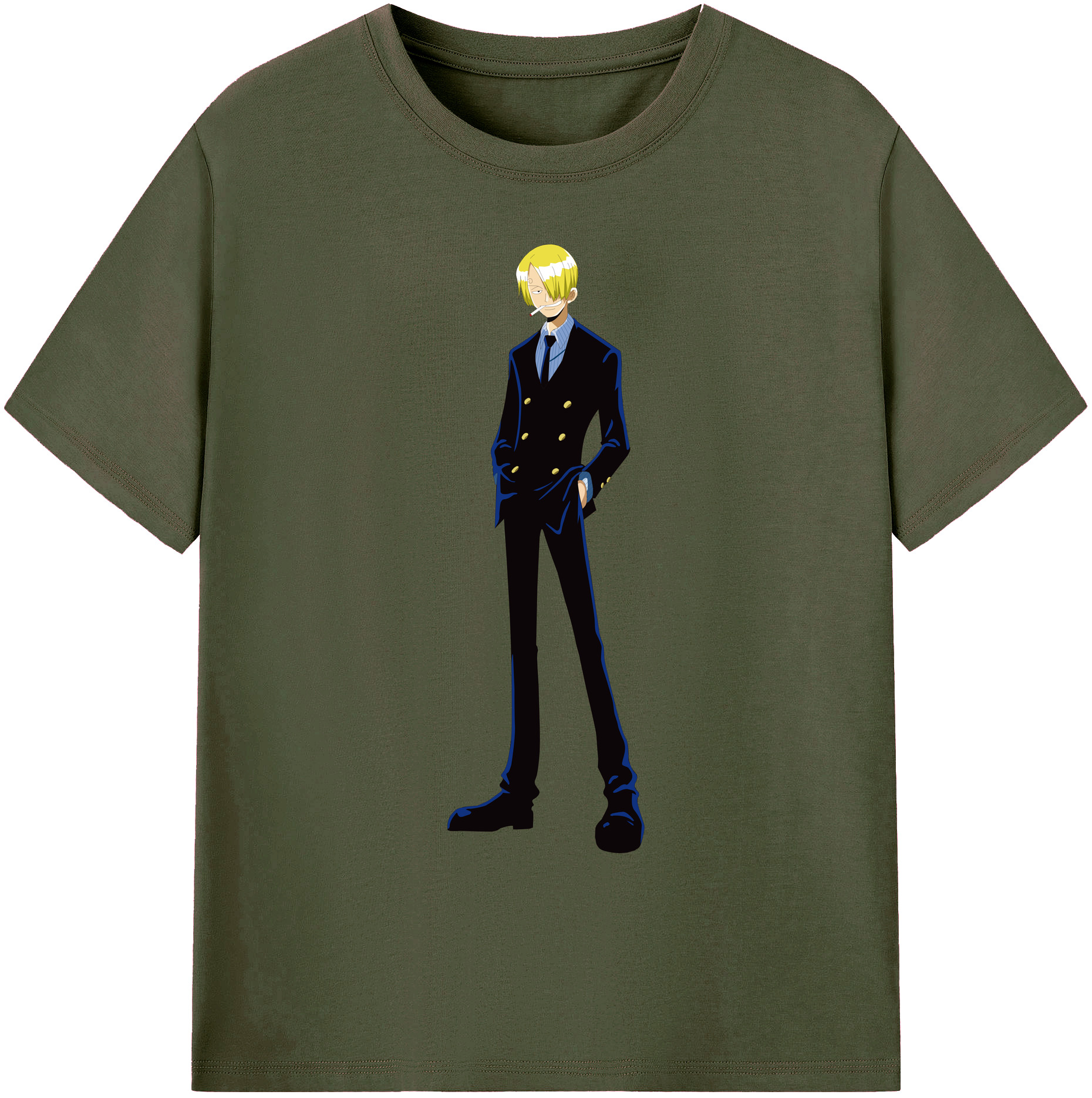 （画像用） ワンピース サンジ ONE PIECE Sanji 綿100％ メンズ半袖Tシャツ｜肌触りやわらか＆通気性